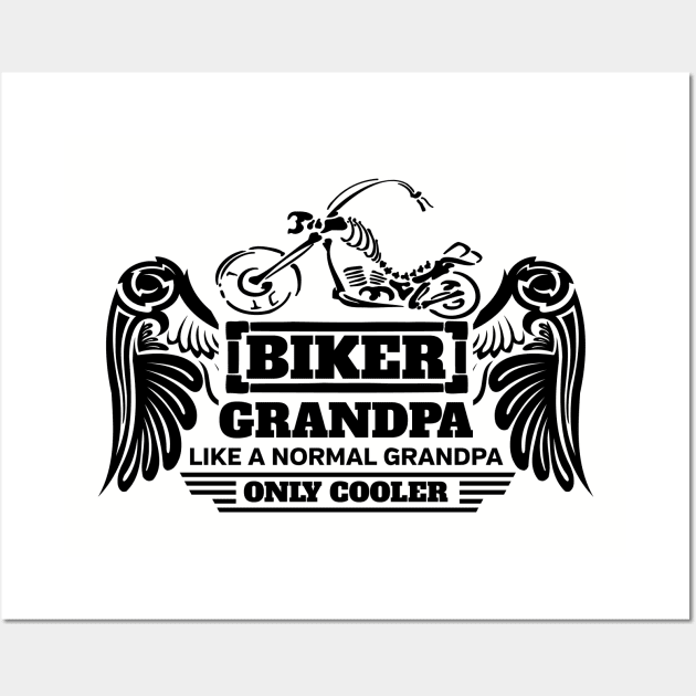 Biker Grandpa Normal Only Cooler Black Skeleton Bike Wall Art by EPDROCKS